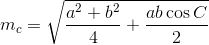 m_{c}=\sqrt{\frac{a^{2}+b^{2}}{4}+\frac{ab\cos C}{2}}