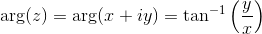 \arg(z)=\arg(x+iy)=\tan^{-1}\left(\frac{y}{x}\right)
