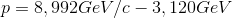 p=8,992 GeV/c -3,120 GeV