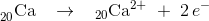 _{20}^{ }\textrm{Ca}\;\; \; \rightarrow \; \; \; _{20}\mathrm{Ca}^{2+}\; +\; 2\, e^-
