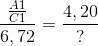 \frac{\frac{A1}{C1}}{6,72} = \frac{4,20}{?}