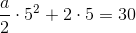 \frac{a}{2}\cdot 5^2+2\cdot 5 =30