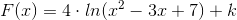 F(x) = 4 \cdot ln(x^{2} -3x + 7) + k