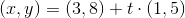 (x,y)=(3,8)+t\cdot \left ( 1,5 \right )