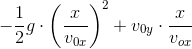 -\frac{1}{2}g\cdot \left ( \frac{x}{v_{0x}} \right )^2+v_{0y}\cdot \frac{x}{v_{ox}}