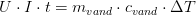 U\cdot I\cdot t=m_{vand}\cdot c_{vand}\cdot \Delta T