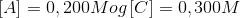 \left [ A \right ] = 0,200 M og \left [ C \right ] = 0,300 M