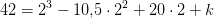 42=2^3-10{,}5\cdot 2^2+20\cdot 2+k