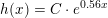 \small h(x)=C\cdot e^{0{.}56x}