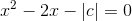x^2-2x-\left | c \right |=0