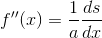 f''(x) = \frac{1}{a}\frac{ds}{dx}