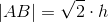 \left |AB \right |=\sqrt{2}\cdot h