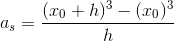 a_s=\frac{(x_0+h)^3-(x_0)^3}{h}