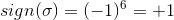 sign(\sigma) = (-1)^6 = +1