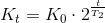 K_t=K_0\cdot 2^{\frac{t}{T_2}}