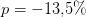 p=-13{,}5\%