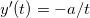 \inline y'(t) = -a/t