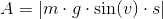 A=\left | m\cdot g\cdot \sin(v) \cdot s\right |