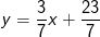 y=\frac{3}{7}x+\frac{23}{7}