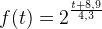 f(t)=2^{\frac{t+8,9}{4,3}}