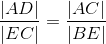 \frac{\left | AD \right |}{\left | EC \right |}=\frac{\left | AC \right |}{\left | BE \right |}