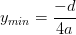 y_{min}=\frac{-d}{4a}