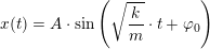 \small \small x(t)=A\cdot \sin\left ( \sqrt{\frac{k}{m}}\cdot t+\varphi _0 \right )