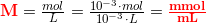 \small \mathbf{\color{Red} M}=\tfrac{mol}{L}=\tfrac{10^{-3}\cdot mol}{10^{-3}\cdot L}=\mathbf{\color{Red} \tfrac{mmol}{mL}}