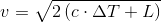 v=\sqrt{2\left (c\cdot \Delta T+ L \right )}