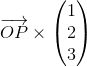 \overrightarrow{OP}\times\begin{pmatrix} 1\\2 \\ 3 \end{pmatrix}