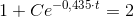 1+Ce^{-0,435\cdot t}=2