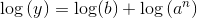 \log\left (y \right )=\log(b)+\log\left ( a^n \right )