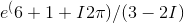 e^(6+1+I2\pi)/(3-2I)