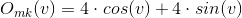 O_{mk}(v)=4\cdot cos(v)+4\cdot sin(v)