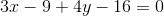 3x-9+4y-16=0