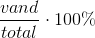 \frac{vand}{total}\cdot 100\%