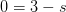 0=3-s