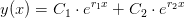 y(x)=C_1\cdot e^{r_1x}+C_2\cdot e^{r_2x}