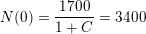 \small N(0)=\frac{1700}{1+C}=3400