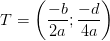 T=\left ( \frac{-b}{2a};\frac{-d}{4a} \right )