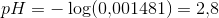 pH=-\log(0{,}001481)=2{,}8