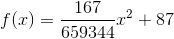 f(x)=\frac{167}{659344}x^{2}+87