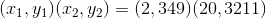 (x_1,y_1) (x_2,y_2)=(2, 349) (20, 3211)