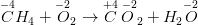 \overset{-4}{C}H_{4}+{\overset{-2}{O}_{2}\rightarrow \overset{+4}{C}\overset{\, \, -2}{O}}_{2}+H_{2}\overset{-2}{O}