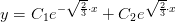 y=C_1e^{-\sqrt{\frac{2}{3}}\cdot x}+C_2e^{\sqrt{\frac{2}{3}}\cdot x}