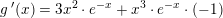 \small \small g{\, }'(x)=3x^2\cdot e^{-x}+x^3\cdot e^{-x}\cdot (-1)