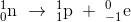 _{0}^{1}\textrm{n}\; \rightarrow\; _{1}^{1}\textrm{p}\; +\; _{-1}^{0}\textrm{e}