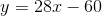 y=28x-60