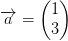 \overrightarrow{a}=\begin{pmatrix} 1\\3 \end{pmatrix}