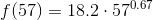f(57) = 18.2\cdot 57^{0.67}